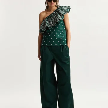 Essentiel Green Barrel Leg Trousers